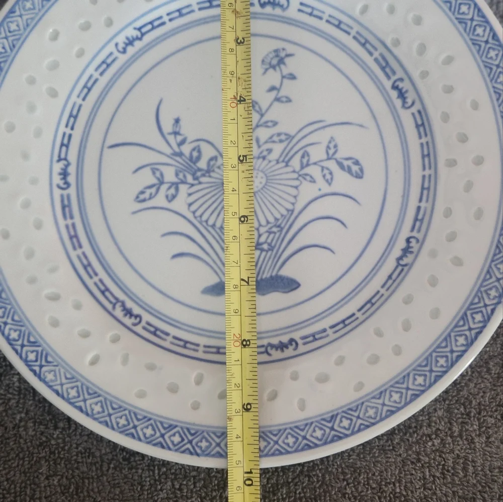 Vintage Chinese porcelain hand painted rice eye trim plate - Picture 4 of 8